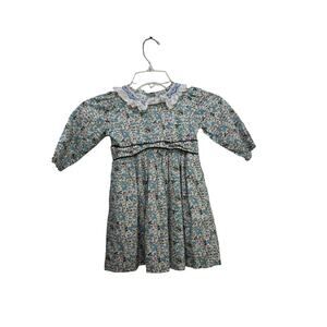 Lallie London Kids Girls's Blue 100% Cotton Floral Print Alice Dress Size 2Y
